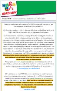 Lettre d'information académique - 8 janvier 2024