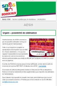 Lettre d'information académique - AESH - 14 juin 2023