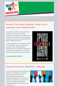 Lettre d'information académique - 14 juin 2024