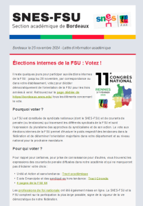 Lettre d'information académique - 25 novembre 2024