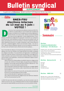 Supplément au Bulletin SNES N°237 - Spécial Elections internes