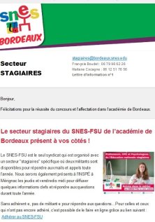 Lettre d'information académique - Stagiaires - juillet 2023