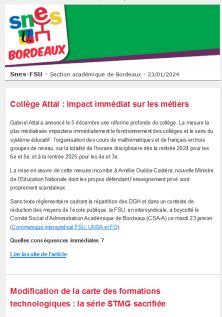 Lettre d'information académique - 23 janvier 2024