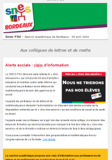 Lettre d'information académique - Profs Maths et Lettres - 5 avril 2024