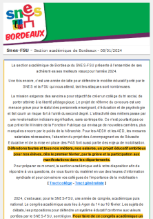 Lettre d'information académique - 8 janvier 2024