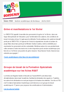 Lettre d'information académique - 26 janvier 2024