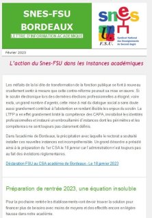 Lettre d'information académique - Vie des instances - Fev. 2023