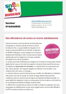 Lettre d'information académique - Stagiaires - août 2023