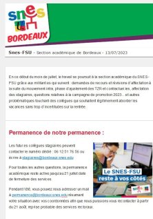 Lettre d'information académique - 13 juillet 2023