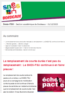 Lettre d'information académique - 1er dec 2023