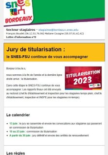 Lettre d'information académique - Stagiaires - N°8 - Jury Titularisation