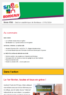 Lettre d'information académique - 17 janvier 2024