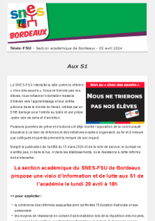 Lettre d'information académique - Aux S1 - 11 avril 2024