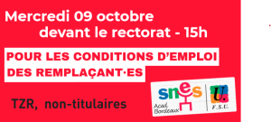 Mercredi 09/10 : ensemble devant le rectorat pour les conditions (…)