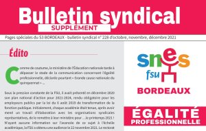 Egalité professionnelle - Bulletin spécial SNES Bordeaux- Déc. 2021