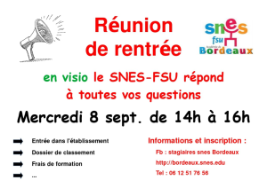 Stagiaires : visio de rentrée mercredi 8 septembre à 14h