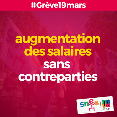 19 mars en grève pour nos salaires et l'école publique