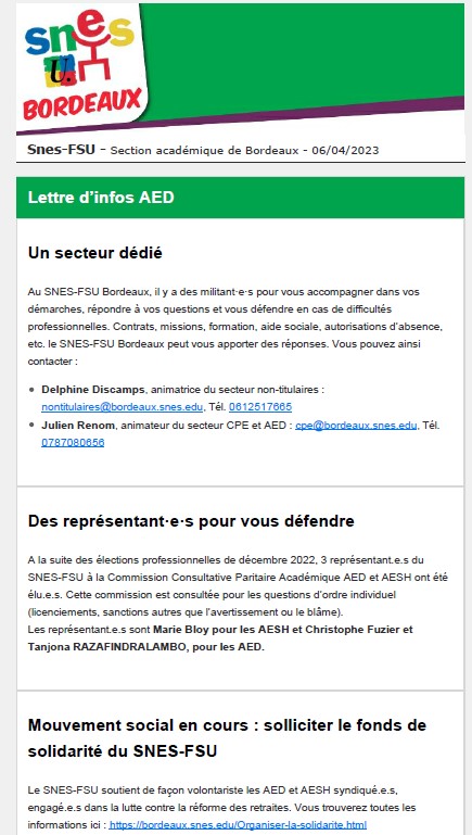 Lettre d'information académique - AED