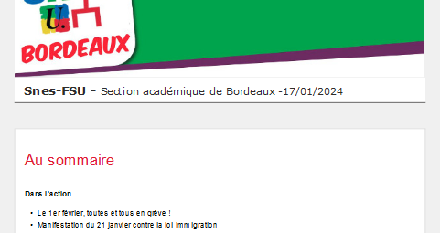 Lettre d'information académique - 17 janvier 2024