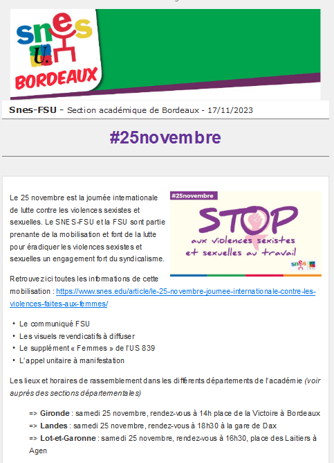 Lettre d'information académique - 17 nov 2023