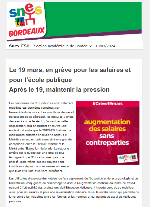 Lettre d'information académique - 18 mars 2024