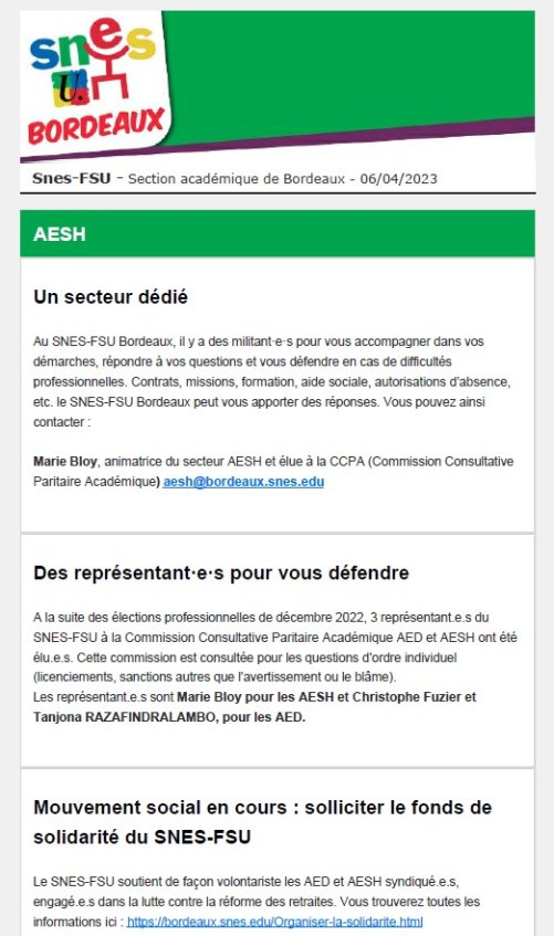 Lettre d'information académique - AESH