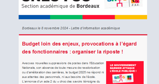 Lettre d'information académique - 08 novembre 2024