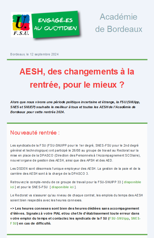 Lettre d'information OSTIC - AESH - septembre 2024