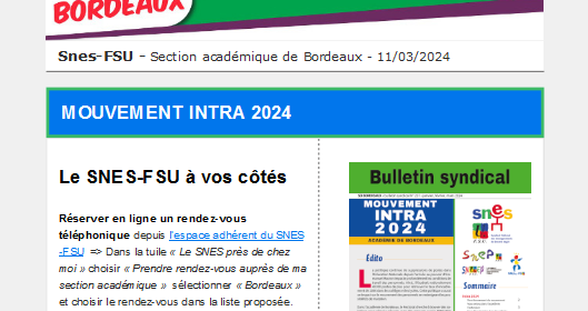 Lettre d'information académique - 11 mars 2024