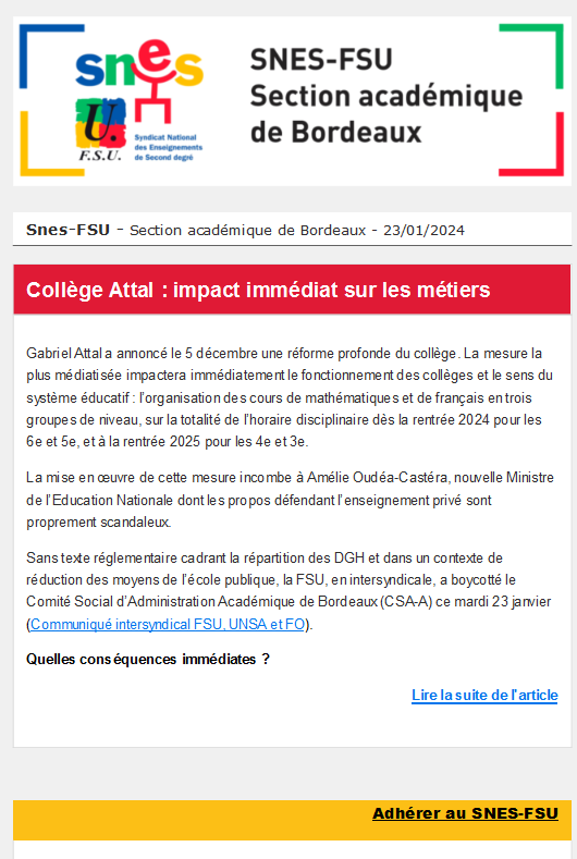 Lettre d'information OSTIC - Collège - 23 janvier 2024