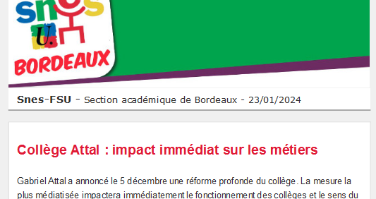 Lettre d'information académique - 23 janvier 2024