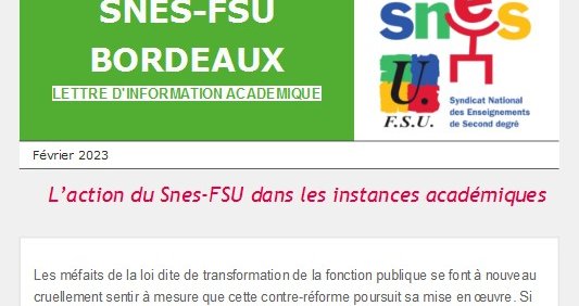 Lettre d'information académique - Vie des instances - Fev. 2023