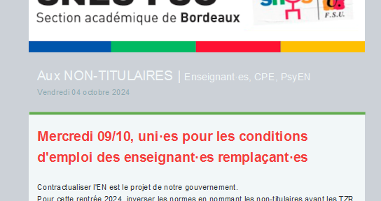 Lettre d'information aux Non-titulaires - 4 oct 2024