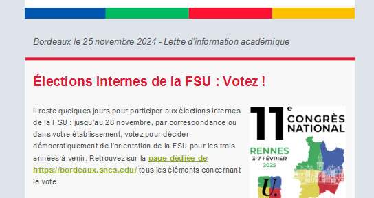 Lettre d'information académique - 25 novembre 2024