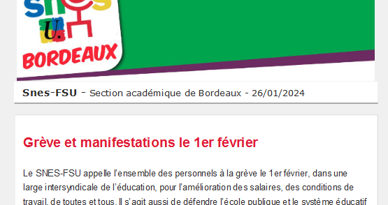 Lettre d'information académique - 26 janvier 2024