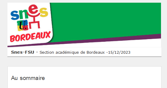 Lettre d'information académique - 15 dec 2023