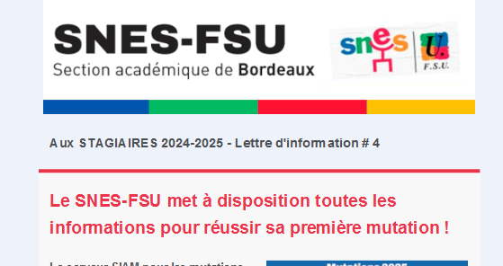 Lettre d'information - Stagiaires 2024-2025 #4