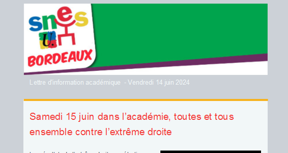 Lettre d'information académique - 14 juin 2024