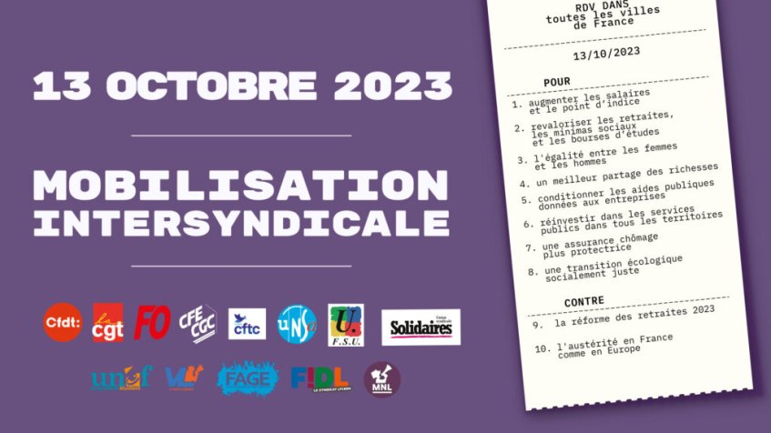 Vendredi 13 octobre - Mobilisation intersyndicale