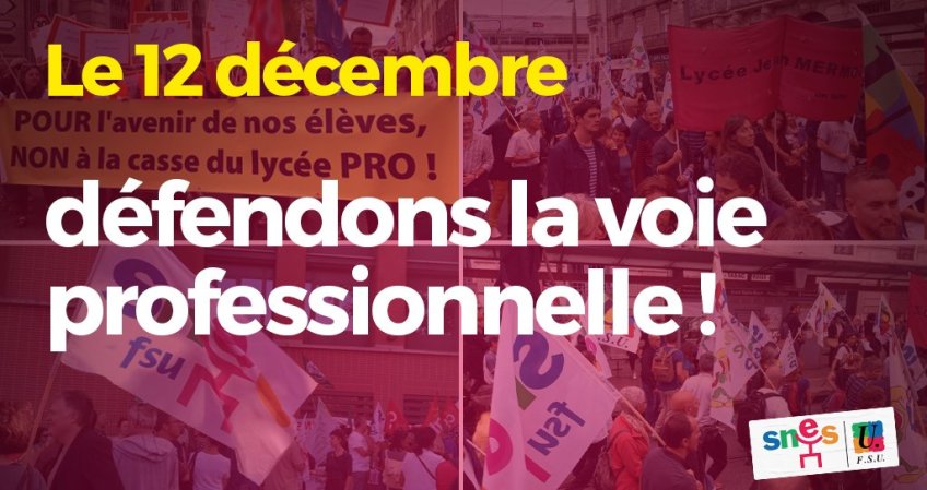 Mardi 12 décembre, défendons la voie professionnelle !