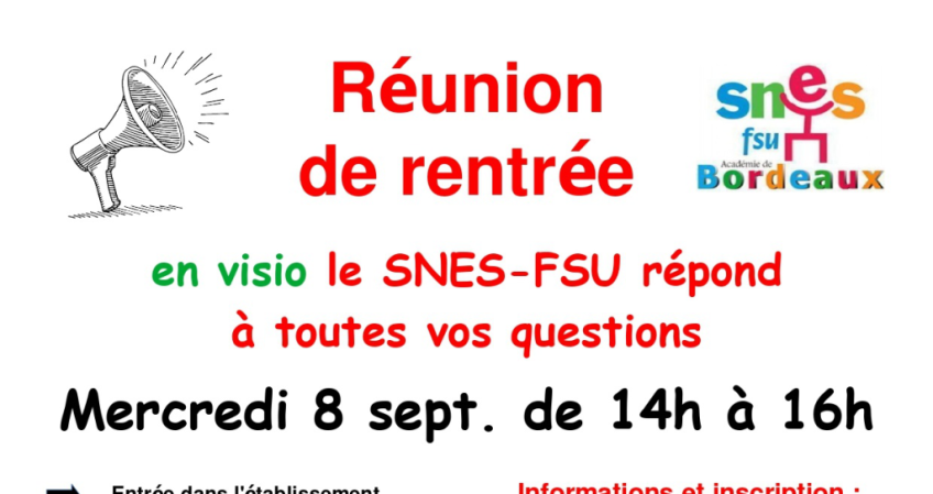 Stagiaires : visio de rentrée mercredi 8 septembre à 14h