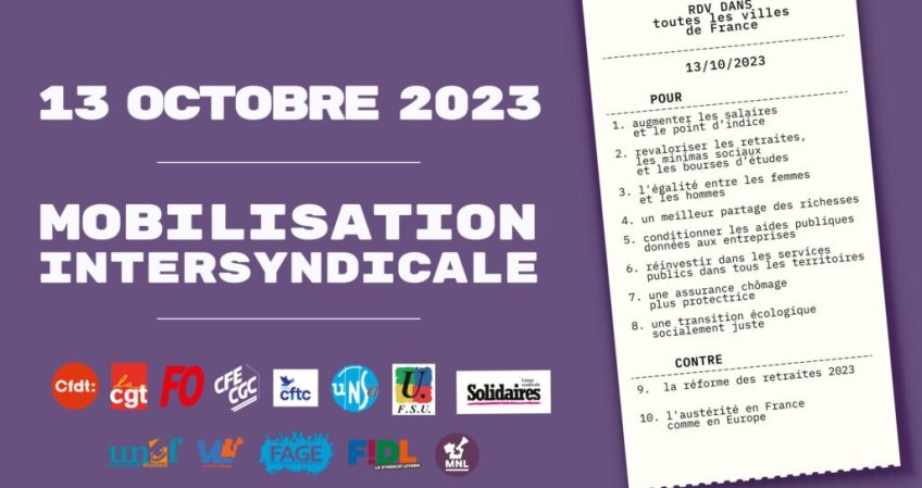 Vendredi 13 octobre - Mobilisation intersyndicale